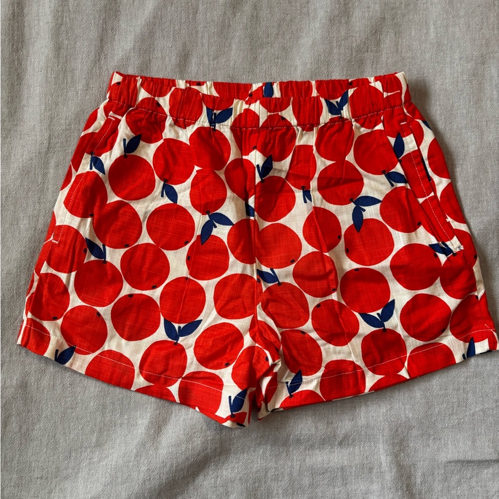Hanna Andersson Orange Patterned Linen Shorts with Pockets, NWOT
